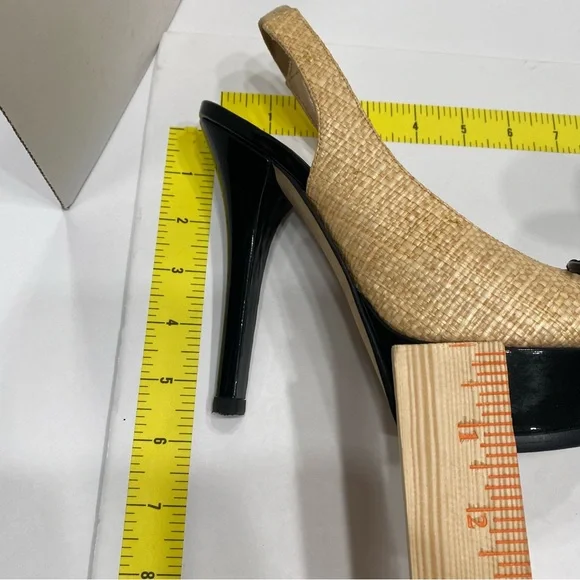 FENDI authentic platform rafia and black patent high heel sling back 37.5 - Picture 5 of 12